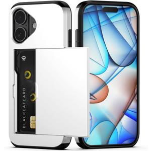 Nvollnoe Compatible with iPhone 17 Case with Card Holder Dual Layer Heavy Duty Protective Shockproof Hidden Card Slot Slim Wallet Phone Case for Women&Men 6.3 inch(White)