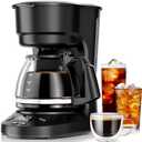 Kismile Compact Coffee Maker with LED Display, Small Drip Coffee Machine with Anti-Drip System, Timer, Auto Shut-Off, Dry-Boil Protection, Removable Funnel, Ideal for Home & Office (Black)