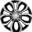 Universal Hubcaps for Steel Wheels, Snap-On Wheel Covers with Adjustable Steel Retaining Ring, Durable ABS, Patent Design (Silver&Black, 17-inch)