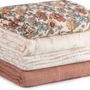 Muslin Swaddle Blankets for Newborn, 4 Pack Cotton Baby Blanket, Large 31.5 x 43.3 inch Breathable Soft Receiving Blanket, Essentials Swaddle Wrap Burping Clothes, Vintage Flowers (Chocolate Retro Floral)