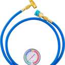 R1234YF Refrigerant Charge Hose Kit, R1234yf Quick Coupler and R1234YF Puncture Can Tap Opener 1/2’’ LH, R1234YF Refrigerant Recharge Kit with Gauge 250 PSI and 59'' Recharge Hose