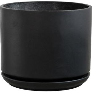 Olly & Rose Large Matt Black Plant Pot 14 Inch Extra Large Fibre Planter with Saucer - Large Indoor and Outdoor Plant Pot
