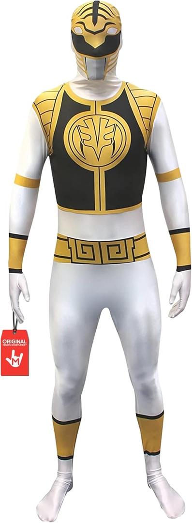 Morph White Power Ranger Costume, Power Ranger Costume Adult, Halloween Costumes For Men, Halloween Costumes For Adults (Medium)