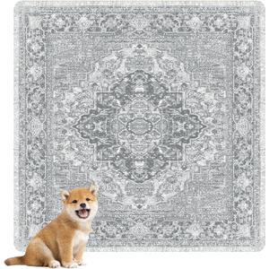 nunubaby Washable Pee Pads for Dogs, Stylish, Non-Slip and Leak-Proof Pee Pads. Reusable Potty Pads for Dogs for Crates and Floors.(Grey/Geo, 48" x48" ) (48x48 Inch (Pack of 2))