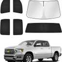 Canvcle Sunshades for Dodge Ram 1500 2019-2025 2026 Accessories Windshield Sun Shade Side Rear Window Shade Cover Sun Visor Shield Privacy Protection Keep Vehicle Cool Black 6PCS