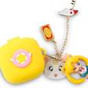 Case for Beats Fit Pro Earbuds, Suublg Cartoon Silicone Charging Case Protective Cover with Cute Doll Keychain Anti-Lost Lanyard for Beats Fit Pro Wireless Headphones, SailorMoon
