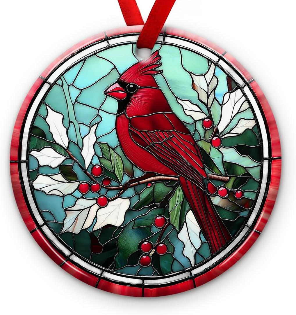 4 x Cardinal Christmas Ornament 2026 - Memorial Gifts for Loss of Loved One, Remembrance Ornaments for Christmas Tree - in Loving Memory Decor, Xmas Sympathy Gifts for Family, Dad, Mom