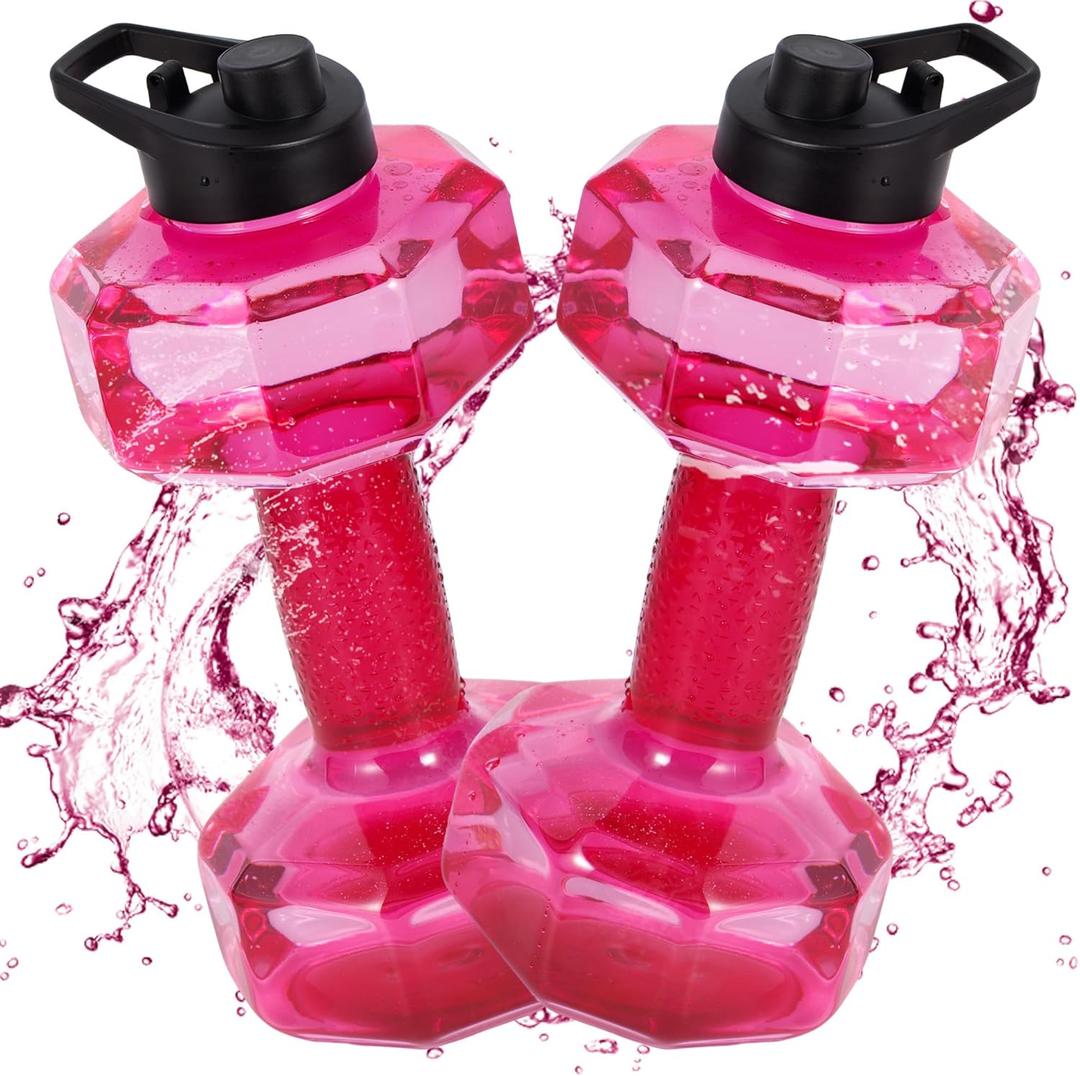 YOTAN Water Dumbbells Set, 2 PCS Water Weights for Pool Exercise, Pool Weights for Water Exercise Resistance, Aquatic Exercise Equipment for Aqua Therapy, Pool Fitness, Weight Loss (ROSE RED)