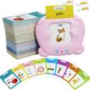 Spanish & English 510 Words Alphabet Bilingual Talking Flash Cards for 3-8 Years Toddlers, Pocket Speech Buddy Therapy Autism Toys, Educational Learning Interactive Toy for Boys Girls Kids Gifts Pink