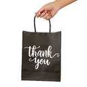 DjinnGlory 50 Pack Medium Sized Black Thank You Paper Bags with Handles 10x8x4 Inches and White Tissue Paper for Small Busines Wedding Baby Shower Graduation Party Favors Treats Goodies
