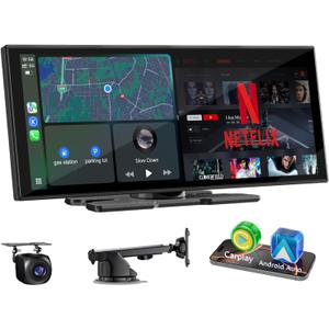 Upgraded 11" CarPlay Screen for Car, Built-in Net-Flix/YouTube/TikTok and Other Apps (No Mirroring Needed), Wireless Car Stereo for Apple Carplay & Android Auto with HD Backup Camera,OTA Updates