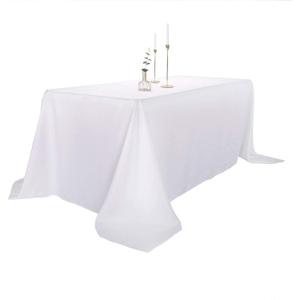 Ascoza 2pack 90x132 Inch White Rectangular Tablecloth 8 Feet Table Cloth in Polyester Fabric for Wedding/Banquet/Restaurant/Parties