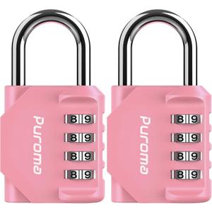 Puroma 2 Pack Combination Lock for Locker 4 Digit Outdoor Waterproof Padlock for School, Gym, Sports, Fence, Toolbox, Gate, Case, Outdoor, Hasp Storage, Cabinets (Rose Pink)