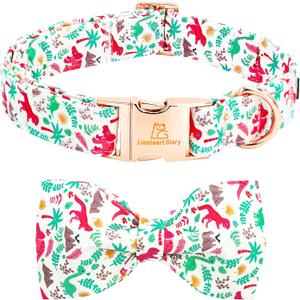 Lionheart glory Dog Collar, Cute Dog Bow Collar Boy Girl Dog Collars with Bow Adjustable Dinosaur Bowtie Collar for Medium Dogs Pet Gift Spring Summer Collars (Medium (Pack of 1)