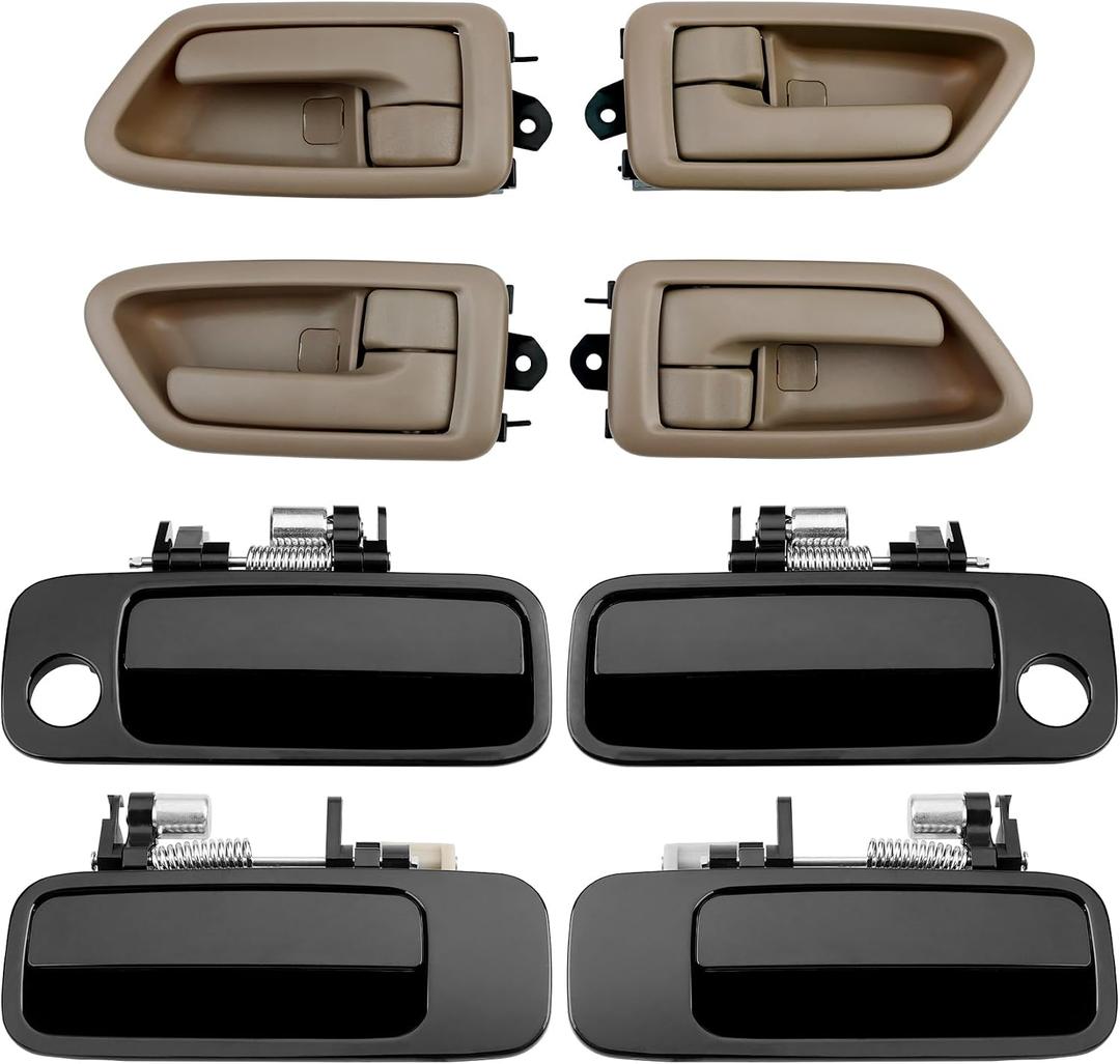 Gledewen Exterior & Interior Door Handle Set, Beige, Compatible with 1997-2001 Toyota Camry, Front & Rear & Left & Right, 6922033040, 6921033040, 6927733020, 6927833020, Driver Passenger Handle