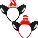 RUODON 2 Pieces Cat Ears Headband with Hat Costume Headband with Stovepipe Hat Cute Headwear Cosplay Accessories for Stage Show, Costume Party, School Festivals