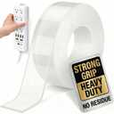 Bekhic Double Sided Tape Heavy Duty, Clear Mounting Tape Nano Double Sided Adhesive Tape,Picture Hanging Adhesive Strips (9.85FT)