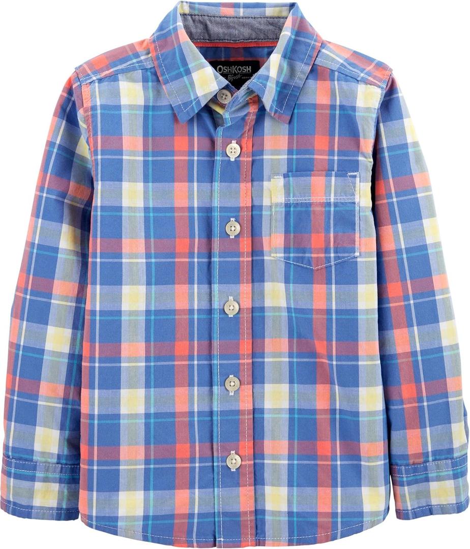 OSHKOSH B'GOSH Boys' Long Sleeve Woven Buttonfront Shirt (4T)