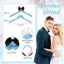 2 Pcs Blue Wedding Bride Hanger Bride and Groom Wooden Dress Hanger Set with Bow Tie for Tuxedo Suit Wedding Gift Bridal Party Shower