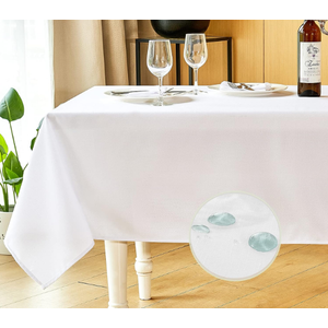 Mebakuk Rectangle Table Cloth Linen Farmhouse Tablecloth Waterproof AntiShrink Soft and Wrinkle Resistant Decorative Fabric Table Cover for Kitchen (White, 60" x 144" (1214 Seats))