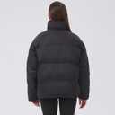 Womens Oversized Down Puffer Jacket, Winter Coat Stand Collar (Black, M)