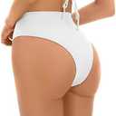 Kepblom Women's High Waisted Bikini Bottom - High Cut Cheeky Rave Bottoms for Beach, Swimming Pool,Rave Festivals, Size XS