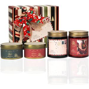 4 Pack Glass Jar & Tin Candle with Card, Birthday Gifts for Women/Men, Long Lasting 150 Hours Burn time, 170ml, Friendship Gifts for Best Friends, BBFs, Gift for Mom/Dad