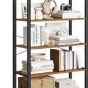 VASAGLE 5-Tier Bookshelf, Bookcase with Steel Frame, Book Shelf for Living Room, Home Office, Study, 11.8 x 31.5 x 60.2 Inches, Industrial Style, Rustic Brown and Ink Black ULLS081B01