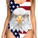 RAISEVERN One Piece Swimsuit Women Novelty 3D Print Bathing Suit Swimming Swimwear (Small, Flag 2)