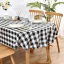 Wolkemer Farmhouse Small Oval Checkered Tablecloth Black and White Gingham Table Cloth Buffalo Plaid Fabric Tables Cover for Dining Room Kitchen Party Table Decor 52x70 Inch