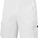2 x Yundobop Men's Casual 9" Inseam Cargo Shorts Twill Classic Stretch Golf Summer Short with 6 Pockets (White)