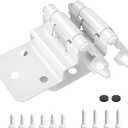 3/8 Inch Inset Cabinet Hinges, Pair of 25, Self Closing Flush Face Mount Hinges with Door Bumper, Variable Decorative Hardware for Bathroom, Furniture, Kitchen Cabinet Doors, White