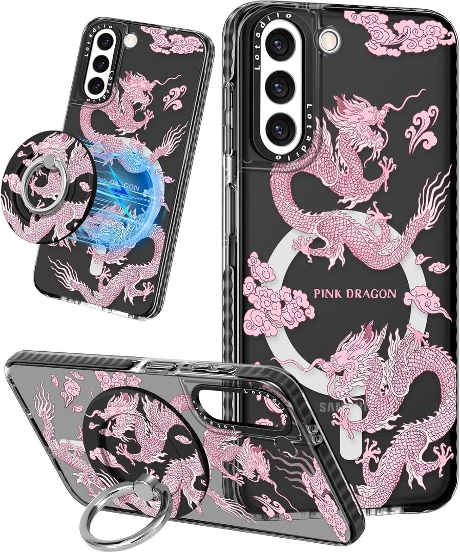 Cute Case for Samsung Galaxy S21 for Women Girls - Funny Design Compatible with Magsafe Magnetic Ring Holder Kickstand Art Long Lake Fashion Pattern TPU Phone Covers