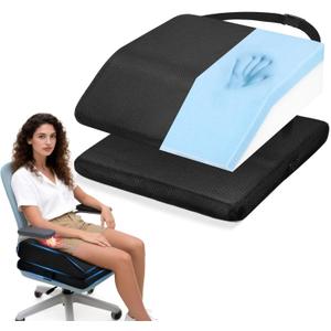 Memory Foam Post Hip Surgery Cushion Adjustable Height Hip Replacement Recovery Cushion with Non Slip Bottom and Strap for for Long Sitting, Cushions for Wheelchair Office Car