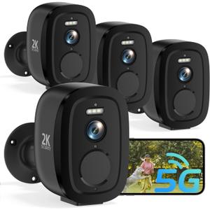 2.4G/5G WiFi Security Cameras Wireless Outdoor, 2K Home Security Camera with AI Motion Detection, Color Night Vision, IP66 Waterproof, 2-Way Audio, Siren, SD/Cloud, Works w/Alexa&Google Assistant 4PC