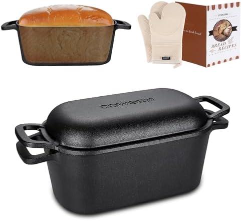 3.6QT Oval Dutch Oven for Bread Baking - Pre-Seasoned Cast Iron Sourdough Bread Pan with Lid