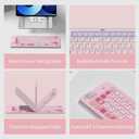 Foldable Bluetooth Keyboard with UV Printing Technology Rechargeable Keyboards,Compact Wireless Travel Keyboards for iPad, Smartphone, Tablet and Laptop - Z1 Pink Colorful