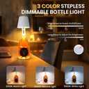 Cordless Bottle Lamp, 3 Color Dimmable Rechargeable Wine Bottle Lights Kit for Liquor Bottles, 5200mAh Portable Battery Operated Cordless Wine Lamp Shape for Restaurants Bars Party (White)
