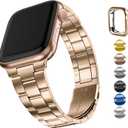 Fullmosa No Tools Needed Compatible with Apple Watch Bands for Women Men 41mm 40mm 38mm 46mm 49mm 45mm 44mm 42mm, Metal Strap with Case for iWatch Series 11 10 9 8 7 6 5 4 3 2 1 SE3/2/1 Ultra3/2/1, 38mm 40mm 41mm, Rose Gold