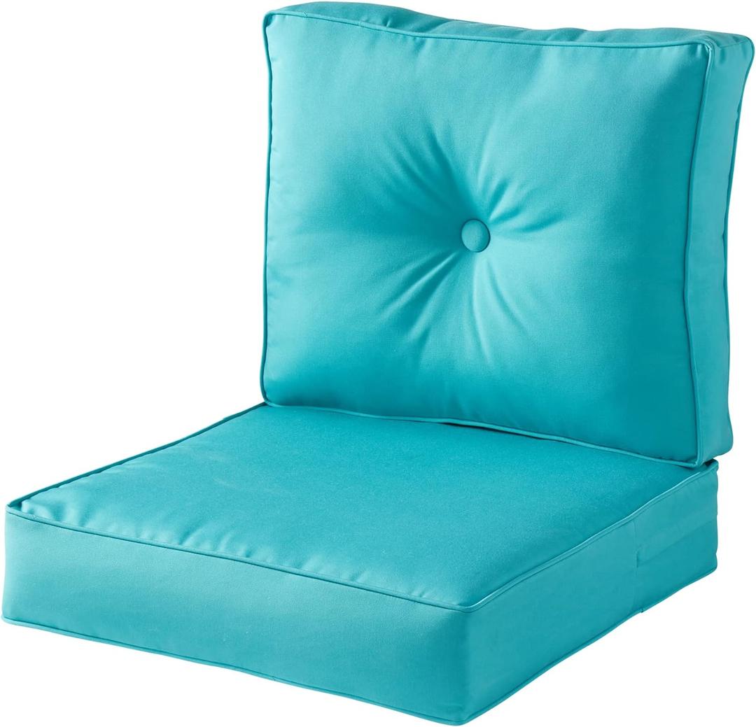 Greendale Home Fashions Outdoor Sunbrella Premium Deep Seat Cushion, 2 Piece Set, Canvas Aruba