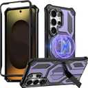 for Samsung Galaxy S26 Ultra Case with Front Frames & Adjustable Kickstand, Magnetic Rugged Shockproof Bumper Cases Heavy-Duty Magnetic Protective Cover (2026), (Purple)