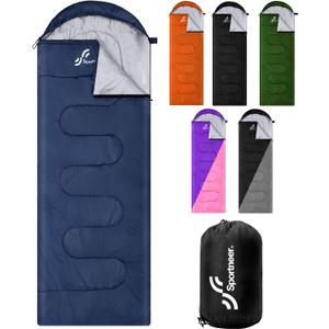 Sportneer Sleeping Bag, 3 Seasons Warm Cold Weather Sleeping Bags for Adults Kids Boys Girls with Compression Sack- Lightweight Camping Essentials Gear Accessories, Backpacking, Hiking (Dark Blue)