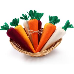 Skylety 8 Pieces Easter Carrots Toy Artificial Fabric Carrot for Bunny Decor Seasonal Vegetables Toy Non Woven Farm Fresh for Home Kitchen Tiered Tray Party DIY Decorations Supply (Colorful)