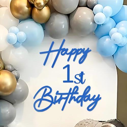 MASTRON Happy Birthday with 0-9 Numbers Sign for Backdrop - Glitter Felt Custom Age Happy Birthday Decal for Balloon Arch Birthday Decorations Baby Shower - Blue