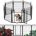 Gardner Pet Dog Playpens, 32" H 8 Panels Dog Pen Outdoor/Indoor Dog Fence Exercise Pen for Small/Medium/Large Dogs, Foldable Pet Play Yard Gate with Gravity Automatic Lock, Pet Playpen, Black