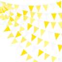 32Ft Yellow Party Decorations Yellow White Pennant Banner Fabric Triangle Flag Bunting Garland for Lemon Bee Sunflower Birthday Baby Shower Anniversary Wedding Party Home Outdoor Garden Decorations