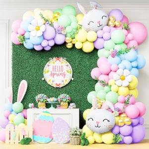 Bunny Balloon Arch Kit  Pastel Balloon Garland with Rabbit & Daisy Balloons for Easter, Spring Party or Baby Shower Decorations  100 Pcs Set