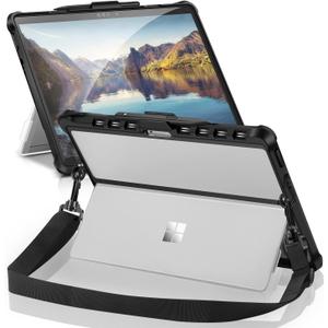 Microsoft Surface Pro 8 (2021) Case,with Hand Strap+Multi-Angle Shockproof,All-in-One Protective Cover with Built-in Kickstand Rugged,Black