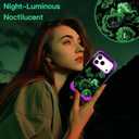 LONTECT for iPhone 17 Pro Case Shockproof 3 in 1 Heavy Duty Rugged Hybrid Sturdy High Impact Drop Protective Cover Flower Case for Apple iPhone 17 Pro 2025, Glow in The Dark Aubergine
