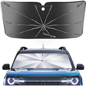 Portable Ford Bronco Sport 2021-2025 2026 Windshield Sunshade Umbrella with Carry Bag, 2 in1 Ice Crystal Durable Compact Shade Umbrella UPF50+ UV Front Window Insulation Protection Outdoor Camping